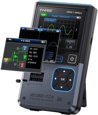 FNIRSI DSO-TC4 3-in-1 Portables Oszilloskop, Bauteiltester, Signalgenerator, 2,8