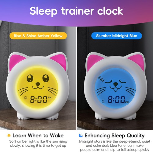 Sleep Trainer Clock for Toddler - Ok to Wake Clock, USB Rechargeable Cat Kids... - Picture 4 of 7