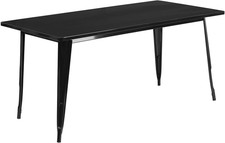 Charis Commercial Grade 31.5" X 63" Rectangular Black Metal Indoor-Outdoor Table
