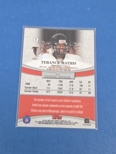 1999 Topps Gold Label Black #51 Terance Mathis Atlanta Falcons FOOTBALL Card 6H - Picture 2 of 2