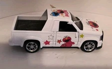 SESAME STREET ELMO EXTREMELY RARE WHITE DIECAST 5" PULL BACK PICKUP TRUCK NEW!