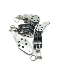 5x Barton Schotblock 2-scheibig 1-fach Sch&auml;kel drehbar B&uuml;gel Edelstahl &Oslash;10mm 8mm