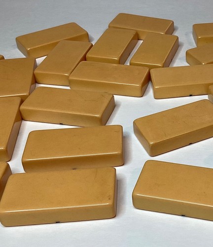 VTG PUREMCO JUMBO SIZE GIANT FACE EXTRA THICK 6/6 BUTTERSCOTCH DOMINOES NO. 1432 - Picture 3 of 15