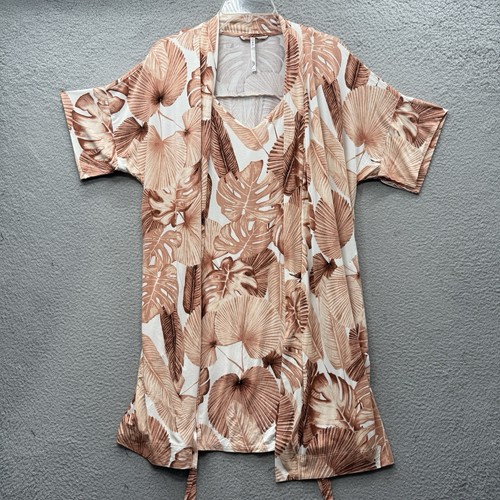Soma Cool Nights Floral Cream Beige Gown Belted Robe Dress 2 Pc Set Sit S / M - Picture 9 of 21