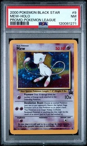 2000 POKEMON PROMO BLACK STAR POKEMON LEAGUE #9 MEW-HOLO PSA 7