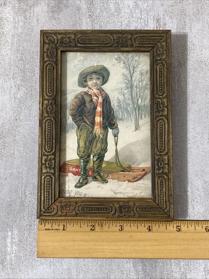 Antiguo marco de fotos vintage dorado tallado en madera ornamentado con vidrio Foto 4 de 4