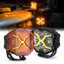 NOVSIGHT 4 Inch LED Pods X-Series Off Road Driving Light with Yellow DRL