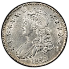 1823 PCGS AU Details Capped Bust Half Dollar (O-103), Silver U.S. Coin 50c