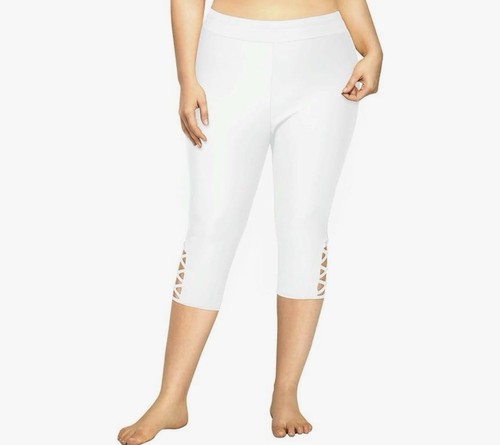 Weiße Badehose für Damen hoher Bund Schwimm Caprihose Badeshorts Übergröße Neu - Bild 10 von 11