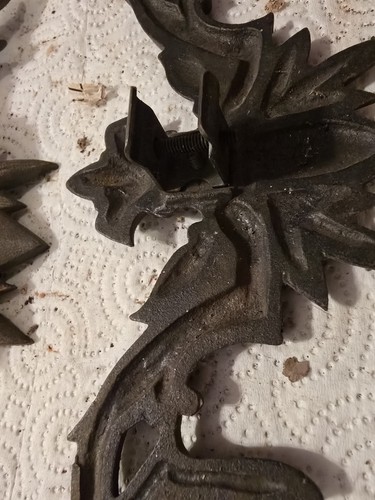 ATQ Viktorianischer Vorhang Dekor Gusseisen Originallack Fleur-de-lis - Bild 4 von 7