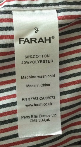 Farah Mens Long Sleeved Shirt Striped Red Black White Size Medium - Picture 7 of 7
