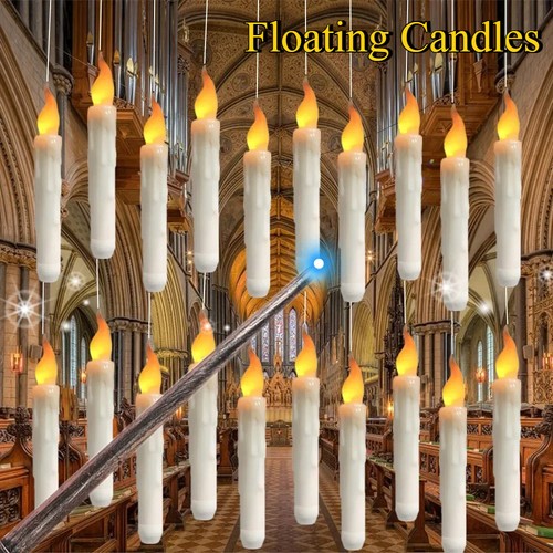 Harry Potter 12 LED Velas Flotantes Sin Llama Varita Mágica Control Remoto Decoración de Halloween - Imagen 2 de 19