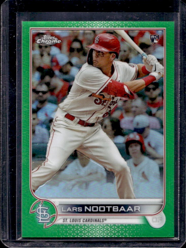 2022 Topps Chrome Lars Nootbaar RC Green Refractor Rookie #19/99 Cardinals