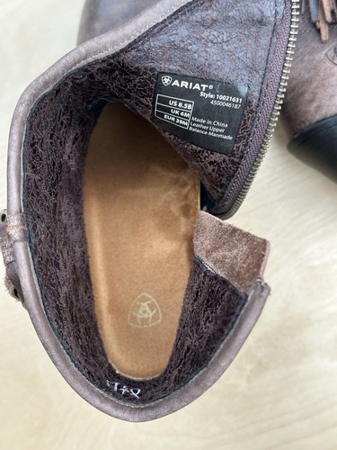 Ariat Duchess Western Cowboy Boots Ws 8.5B Eu 39 Brown Side Zip Booties 10021631 - Picture 6 of 13