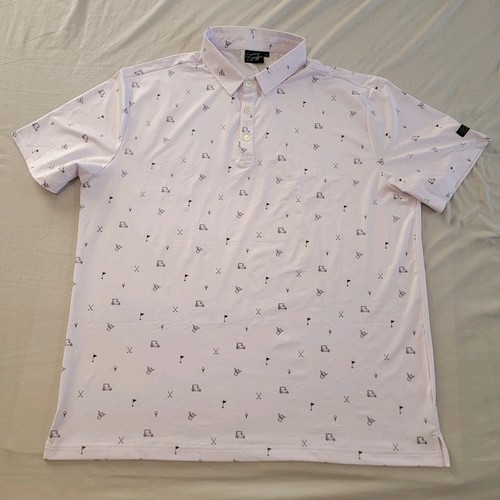Sunday Swagger Polo Shirt Mens 2XL White Golf Cart AOP SS W Stretch Performance - Picture 2 of 6
