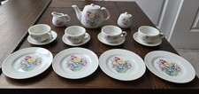 VINTAGE China Toy Miniature Tea Set Floral Pattern on White, 17 Pc, Japan 