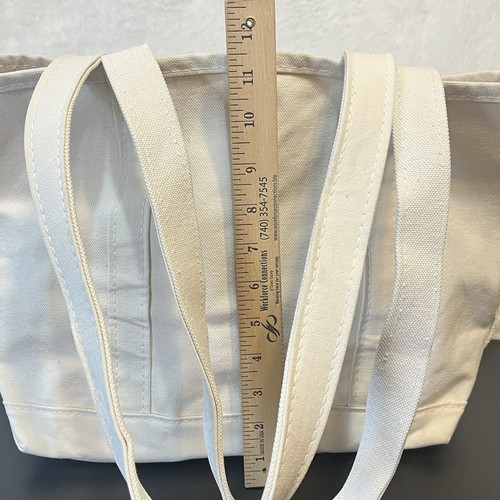 Bolso LL Bean Boat and Tote Color Natural Asas Largas Sólido Crema Marfil Lona - Imagen 24 de 24