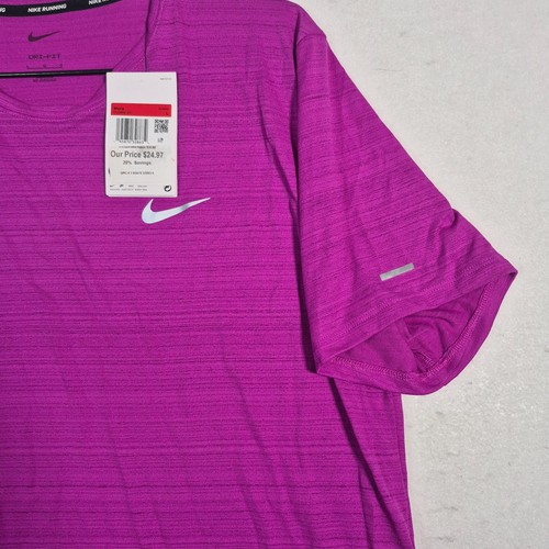Nike T-Shirt Herren Large Vivid Purple Dri-FIT Miler Kurzarm Laufpullover - Bild 6 von 7