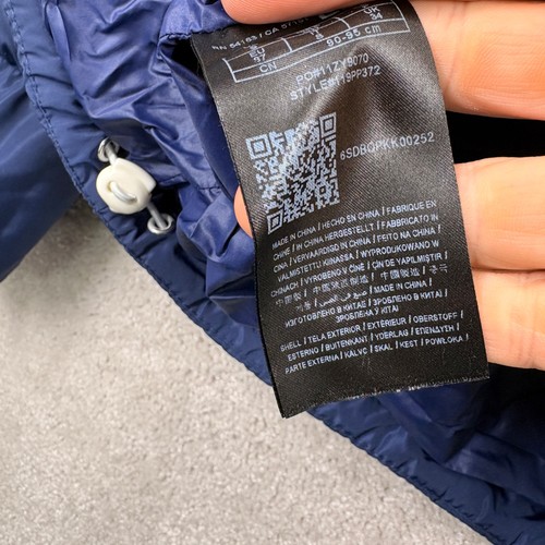 Guess Puffer Coat Womens Size Small Blue White Stripe Hooded Full Zip Pockets - Picture 6 of 10