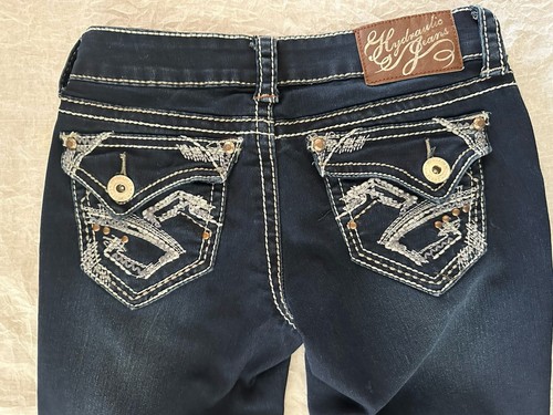 Hydraulic Women's Size 1/2 Blue Denim Jeans Bailey Micro Boot Western Dark Wash - Picture 10 of 12