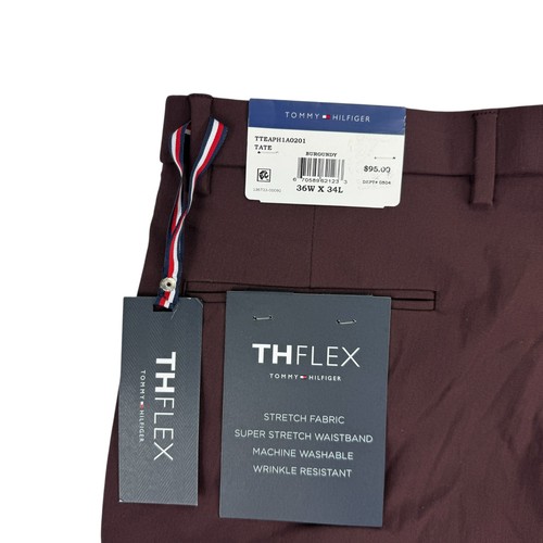 Tommy Hilfiger Herren TH Flex Tate Modern Fit Solid Hose Burgund 36x34 - Bild 3 von 4
