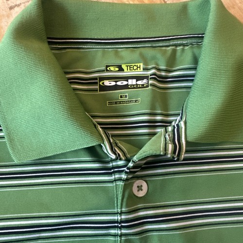 Bolle Poloshirt Herren Medium Grün Golf Tech Gestreift Schwarz Performance - Bild 2 von 6