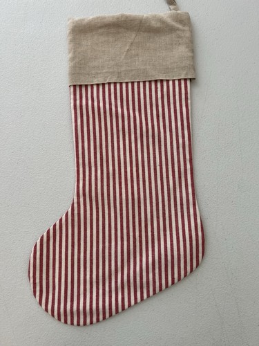 Pottery Barn Kids Linen Ticking Stripe Christmas Stocking Mono “Dad” NWOT READ - Picture 5 of 8