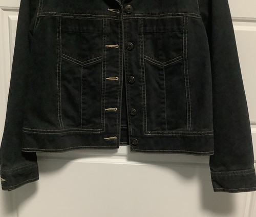 TALBOTS Black Cotton Denim Jean Jacket Women’s Sz S Petite - Picture 8 of 8
