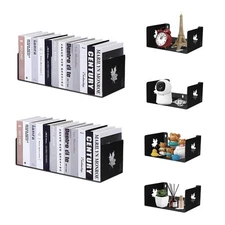 Floating Wall Shelves Metal U Shape Wall Mount Bookshelf CD DVD Storage and D...