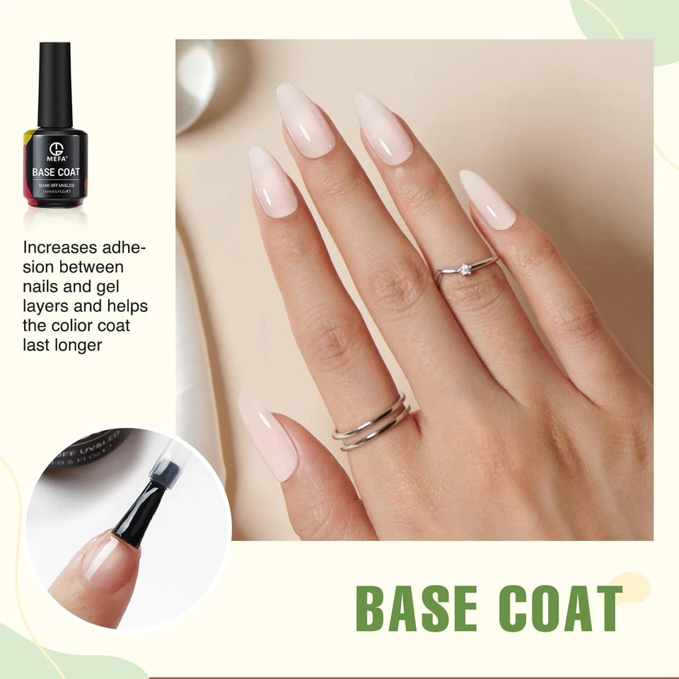 MEFA 2 Piezas 15ml Gel Top Coat and Base Set, Nº & Set-2PCS-15 ML Foto 2 de 4