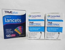 ❤️TRUEplus 100 LANCETS 33 Gauge & TRUE Metrix TEST STRIPS Diabetic Blood Glucose