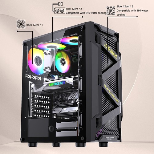 Transparent Computer Case PC Tower For ATX/M-ATX/ITX Motherboard 310mm GPU - Afbeelding 12 van 14