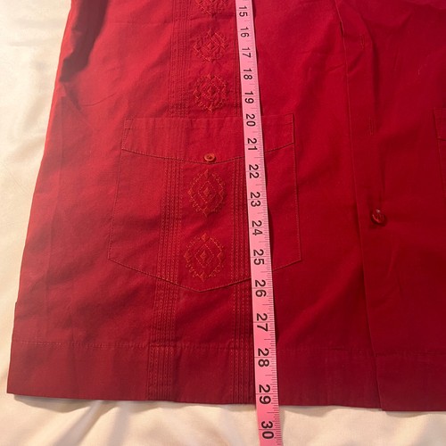 Havanera Co rotes kubanisches Hemd im Guayabera-Stil - Größe Large 4 Taschen - Bild 6 von 9