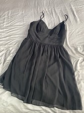 NWT David’s Bridal Black Mini V-neck Cocktail Dress Women's Size 12 Perfect LBD
