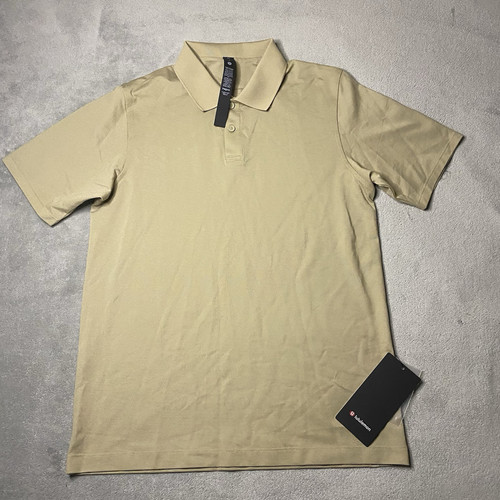 NWT Lululemon Pique Classic Fit Short Sleeve Polo Shirt Mens Small Compass Khaki