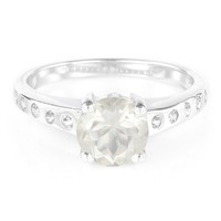 Cavill Orthoklas Ring Silber 925 1,1Ct Madagaskar Weiss Topas 0,165Ct Eleganz