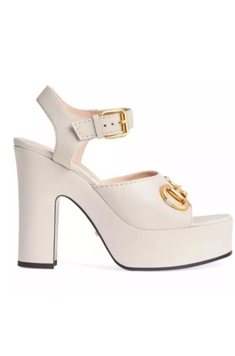 $1,100 GUCCI Horsebit Platform Heels Ivory Leather Sandals Size EU 40 US 10 BNIB - Imagen 2 de 11