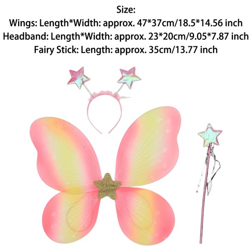 Adults Kids Butterfly Wings Trendy Star Headband 1Set Fairy Stick Performance - Picture 19 of 35