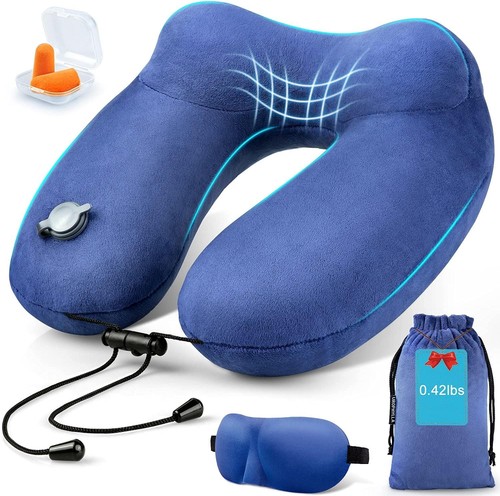 Weiches Samt verstellbares Reise Nackenkissen für lange Flüge - perfektes Reisegeschenk - Bild 3 von 9
