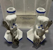 Pillsbury Doughboy Candlesticks Danbury Mint Fork and Spoon Set of 2