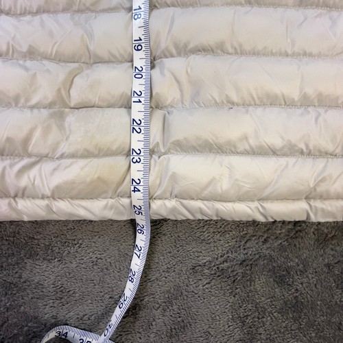 Tommy Hilfiger Mens Large Puffer Jacket White Navy Hooded Spellout Winter Coat - Picture 8 of 11