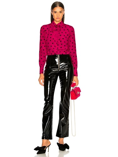 NWT $1,750 Valentino 100% Silk Heart Print Shirt Blouse Top IT44 Fuchsia - Picture 5 of 22