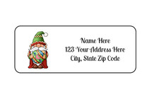30 Gnome Ornament PERSONALIZED RETURN ADDRESS LABELS 1 in X 2 5/8 GLOSSY