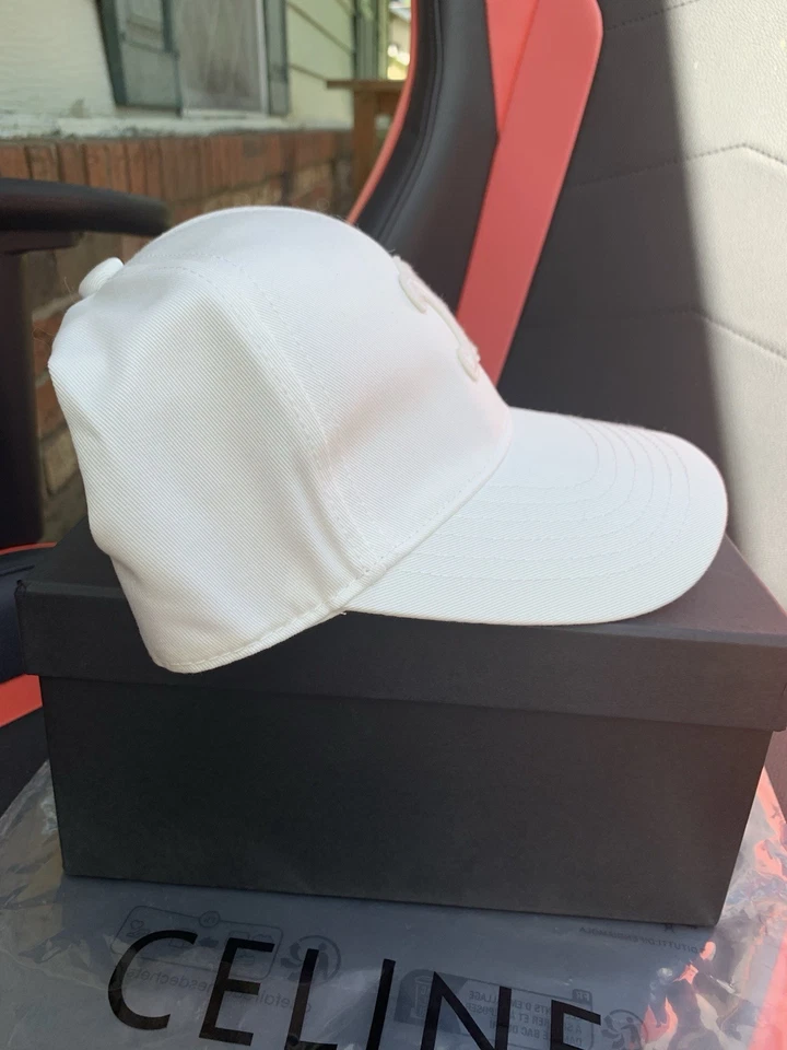 Gorra de béisbol de algodón Celine gorra hombres mujeres lavado LOGO talla M triunfo blanca nueva Foto 3 de 4