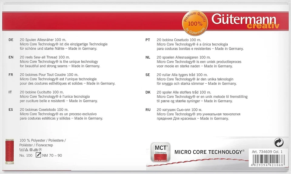Gütermann Creative Sew-All Thread Value Pack – 20 Spools (100m Each) 734015-1 - Image 4 of 4