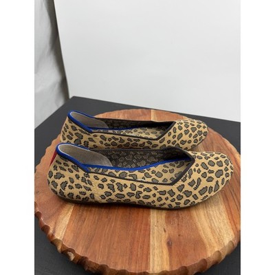 Rothy's The Flat Women 9 Spotted Leopard Excellent Knit Rounded Toe Ballet Flat