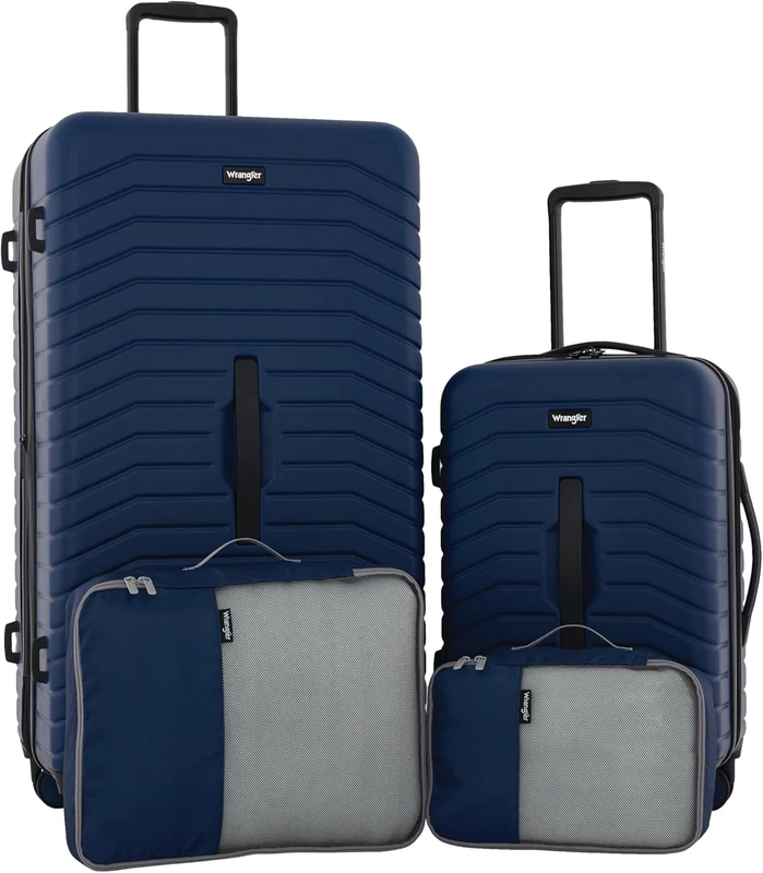 trunk spinner suitcase set, Poseidon Blue, with two packing cubes
