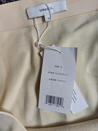 Vince Midi Skirt Size 10 UK 14 Cream Linen Blend Slip Bias Cut Mid Rise - Picture 3 of 8