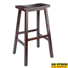 Saddle Seat Bar Stool Solid Wood Indoor Kitchen Dining Stool Stable Comfort New