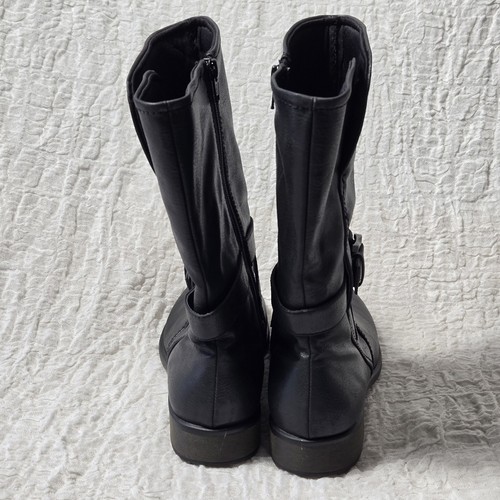 Baretraps Riding Biker Boots Womens 9.5 Black Saldana Buckle Zip Shoes - Picture 7 of 9